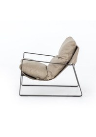 Resim Sller Portatif Metal İskeletli Berjer, Modern Metal İskeletli Portatif Tekli Koltuk Krem 