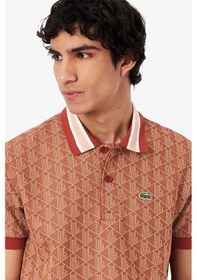 Resim Lacoste Classic Fit Monogram Polo T-shirt Erkek Polo Yaka Tişört Kiremit Kiremit 