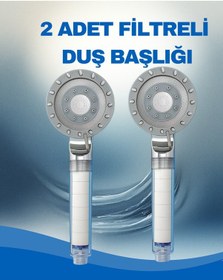 Resim 2 Adet Filtreli Duş Başlığı Su Arıtmalı, Klor Ve Kireç Önleyici, Yüksek Basınçlı Krom 