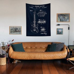 Resim Fender Stratocaster Gitar Navyblue Duvar Örtüsü - 60 cm x 90 cm 