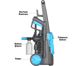 Resim Yüksek Basınçlı Yıkama Makinesi 105 Bar Araç Yıkama Oto Yıkama 1400W 