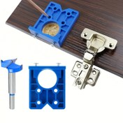 Resim 1/2 adet 35mm Gizli Menteşe Jig Kiti, Delik Testere Ucu, Plastik Ahşap İşleme Delme Aracı, Yüz Çerçeve Dolap Kapak Menteşeleri Montajı için Ahşap Kesici 