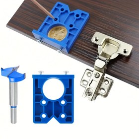 Resim 1/2 adet 35mm Gizli Menteşe Jig Kiti, Delik Testere Ucu, Plastik Ahşap İşleme Delme Aracı, Yüz Çerçeve Dolap Kapak Menteşeleri Montajı için Ahşap Kesici 