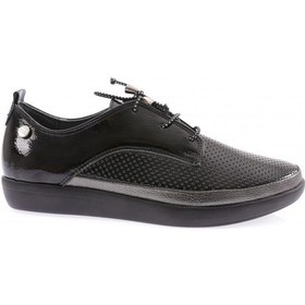 Resim Dgn 4166-23y Kadin İnce Bağcikli Lazer Baskili Ayakkabi 4166-1986-R8961 Siyah 