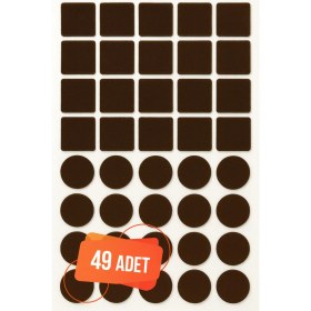 Resim Tek Yapışkanlı Sessiz Mobilya Masa Sandalye Parke Zemin Ayak Koruyucu Keçe Seti 28-30 mm (49'lu Paket) 