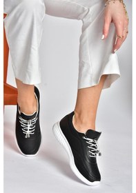 Resim Fox Shoes P540502403 Siyah Hakiki Deri Kadın Spor Ayakkabı Siyah 