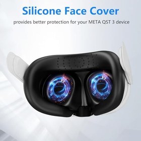 Resim Silicone VR Headset Face Cover Compatible with Meta/Oculus Quest 3,Sweat-Proof Lightproof Non-Slip Washable Replacement Eye Pad (Black) 