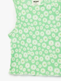 Resim Koton Çiçekli Crop Yeşil Kız Çocuk Bluz 6SKG60076AK 