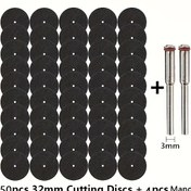 Resim 54 Adet/takım Yeni 50 Adet 32mm Metal Kesme DISK 4 Adet Merkez Eksenli Döner Aracı Dairesel Testere Bıçağı Tekerlek Kesme Zımpara Diski Taşlama Tekerleği 
