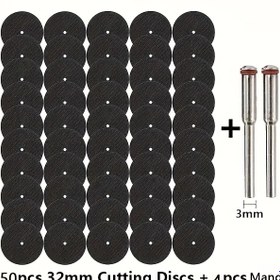 Resim 54 Adet/takım Yeni 50 Adet 32mm Metal Kesme DISK 4 Adet Merkez Eksenli Döner Aracı Dairesel Testere Bıçağı Tekerlek Kesme Zımpara Diski Taşlama Tekerleği 