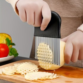 Resim Paslanmaz Çelik Dalgalı Patates Dilimleyici: Taze Meyveler, Sebzeler, Salatalar, Havuçlar, Patatesler, Kızartmalar İçin Çok İşlevli - Dayanıklı Paslanmaz Çelik Bıçak - Ev Mutfak Kullanımı İçin Mükemmel 