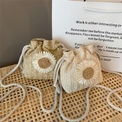 Resim Kadınlar için Ayarlanabilir İpli Bağcıklı Çiçek Desenli Dokuma Kovadan Çanta - Yumuşak Kabuklu Crossbody Çanta, İki Ton Haki & Makinede Yıkanabilir Polyester, Günlük Kullanım İçin Pratik Cepler, Kova Şekli Çanta, Çok Yönlü Seyahat Çantası, Şık Aksesuar 