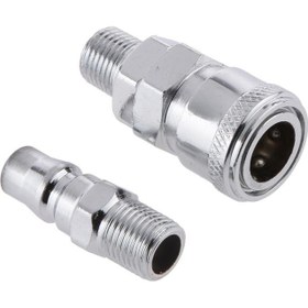 Resim 2X 1/4 "Hava Hattı Hortum Kompresör Bağlantı Konnektörü Hızlı Serbest Bırakma 13Mm Iş Parçacığı (Yurt Dışından) 