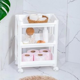 Resim Porsima RAFTY-73-1 Tekerlekli 4 Katlı Düzenleyici - 35,5 x 22 x 48 cm Hareketli Geniş Raf - Beyaz 