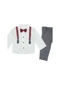 Resim Erkek Bebek %100 Pamuk Papyonlu Ve Askılı Kemerli 2'li Takım 3-24 Ay 12483 beyaz 