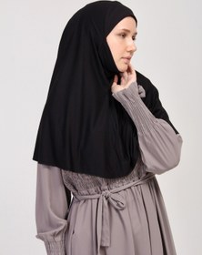 Resim manolyaşal islamic hijab Pratik Eşarp Peçeli-peçesiz Hazır Türban Sufle Siyah 