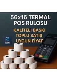 Resim 56x16 Termal Pos Kağıdı - Pos Rulosu - Yazarkasa Pos Kağıdı 25 Paket 250 Adet 