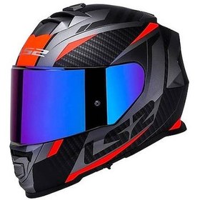 Resim Ls2 Storm 2 Racer Turuncu Kapalı Motosiklet Kaskı Gökkuşağı Camlı Siyah - Turuncu 