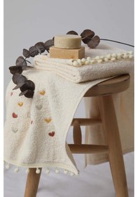 Resim Yoncagül Ponponlu 2li El Yüz Havlusu 50x90 - Krem 