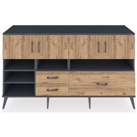 Resim Hyperion Konsol 8 Raflı 3 Çekmeceli 4 Kapaklı 176x44x99 Antrasit- Antrasit-çam 