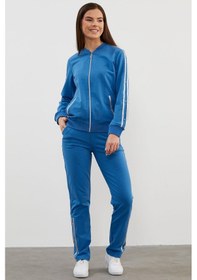 Resim Sim Şerit Detaylı Eşofman Takım - Mavi 001 