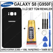 Resim Samsung Galaxy S8 G950F Arka Cam Kapak Batarya Pil Kapağı+T8000 