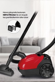 Resim GoldMaster Titiz Kırmızı Yıkanabilir Toz Torbalı 2,5 Litre Kapasiteli 900w 5 Yıl Garantili Elektrikli Süpürge 