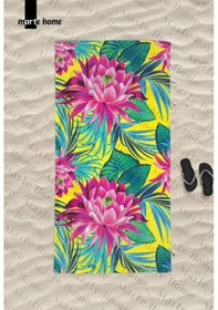 Resim Marte Home Renkli Çiçek Desenli Plaj Havlusu Pembe 