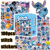 Resim 100 Adet Disney Stitch Eğlenceli Pembe Su Geçirmez Çıkartmalar, Bavul ve Telefon Kılıfı ile Kalem Süslemeleri için Uygun 