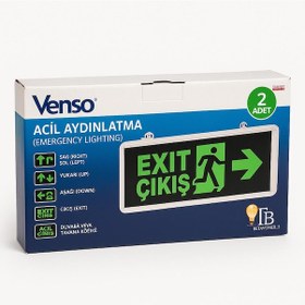 Resim Led Acil Çıkış Işıldak Exıt / Çıkış Işıklı Tabela Yönsüz Model Venso 2 Adet Açık Yeşil 