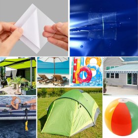 Resim Fixall Adhesive Products Yapışkanlı Şeffaf Folyo Tamir Yama Seti Yırtılmaz Su Geçirmez Mont Çadır Şemsiye 3 Set 18 Adet 