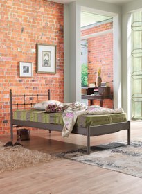 Resim Unimet Lalas-s Tek Kişilik Ferforje Metal Karyola-kahverengi (AHŞAP LATALI) 