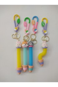 Resim Caglastore Üçlü Teleskopik 3D boyutlu silikon Kedi anahtarlık ve çanta aksesuarı lux kanca halkalı Uyumlu 