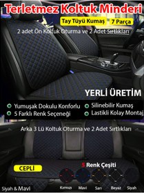 Resim Nuryak Oto Aksesuar Kia Cerato 2013-2018 7 Parça Full Minder Seti Terletmez Kumaş Siyah Mavi 