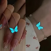Resim 2 parça şık ışıltılı kelebek kolye ve bileklik takımı - Y2K tarzı, alaşım takı, günlük veya parti için ideal, parlak ve festivallik aksesuar 
