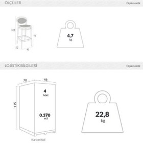 Resim Siesta Marcel Bar Sandalyesi 75cm Koyu Gri 