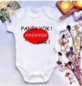 Resim irembaby Unisex Bebek Anneannem Halleder Baskılı %100 Pamuklu Çıtçıtlı Body Zıbın 