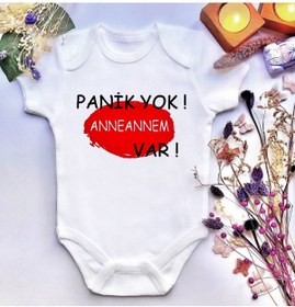 Resim irembaby Unisex Bebek Anneannem Halleder Baskılı %100 Pamuklu Çıtçıtlı Body Zıbın 