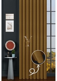 Resim İpek Kadife Fon Perde V-27 Koyu Sarı Koyu Sarı 