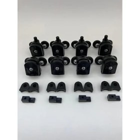 Resim Teknocan Cam Duşakabin Tekerleği Metal Ayaklı Siyah Plastik 8'li Tam Set 