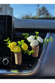 Resim Plantarrium Design Oto Aksesuar/koku- Mini Mantar Taraftar Buket "Beyaz Sarmaşık" 
