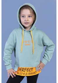 Resim Toontoy Kız Çocuk Kapüşonlu Garni Detaylı Baskılı Sweatshirt Lacivert 