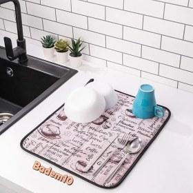 Resim Lidyahan Store Bulaşık Kurutma Matı Kurulama Bezi Örtüsü Tezgah Üstü Ped Mutfak Bulaşıklık Yıkanabilir 45X36 cm 