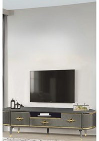 Resim Duru Tv Sehpası - Antrasit Gold Antrasit - Gold 
