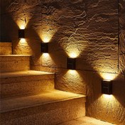 Resim 4 Lü Metal Modern Solar Duvar Lamba Dekorasyon Aydınlatma Aplik 6 Ledli Güneş Enerji Işığı Markasız