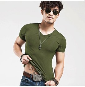 Resim 2025 Mrmt Erkek Spor Tişörtü V Yaka 10 Renk S-5xlbej Bej 