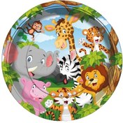 Resim Safari Sevimli Hayvanlar, Karton Tabak - 23Cm X 8 Adet 