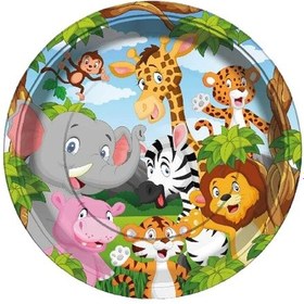 Resim Safari Sevimli Hayvanlar, Karton Tabak - 23Cm X 8 Adet 