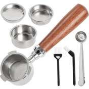 Resim Luminnaly Portafilter 51MM Filtre Sepeti 1/2/4 Bardak, 51MM Portafilter Paslanmaz Çelik Espresso Filtre Sepeti Seti Ahşap Saplı (Yurt Dışından) 