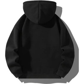 Resim Unisex Oversize Fermuarlı Kapüşonlu Eşofman Altı Joger - Nyc Baskılı Eşofman Takımı Siyah Gri 